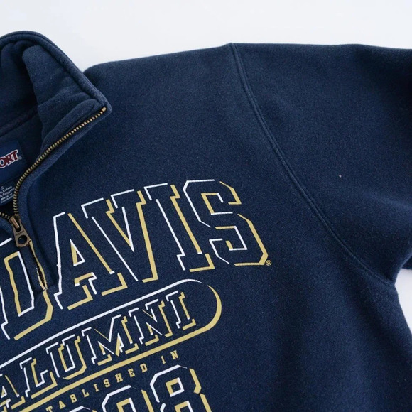 Vintage JanSport Navy UC Davis Quarter Zip Pullover Sweater S - Picture 8 of 9